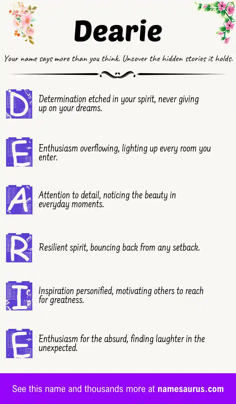 Acrostic poem about Dearie.