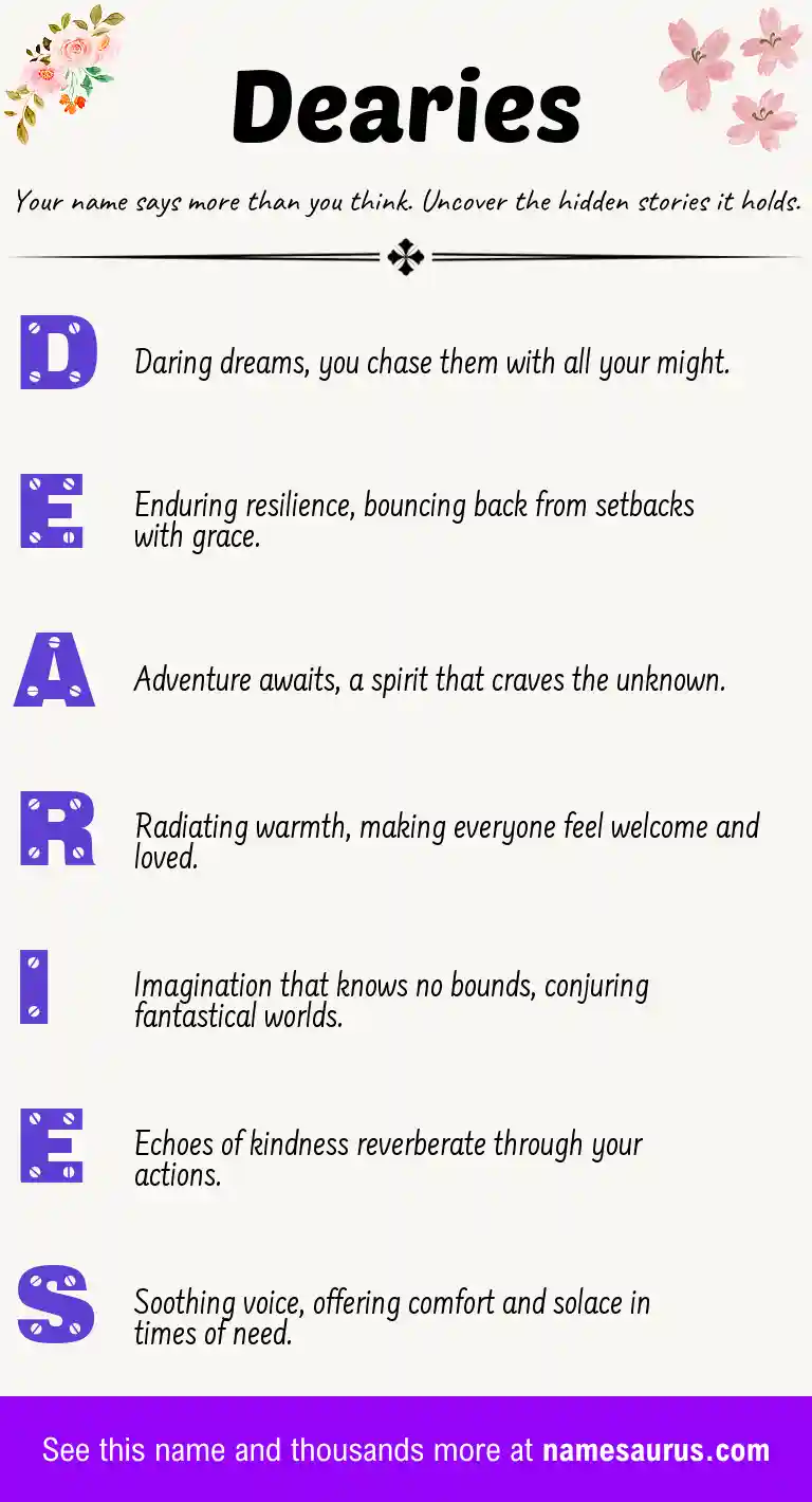 Acrostic poem about Dearies.