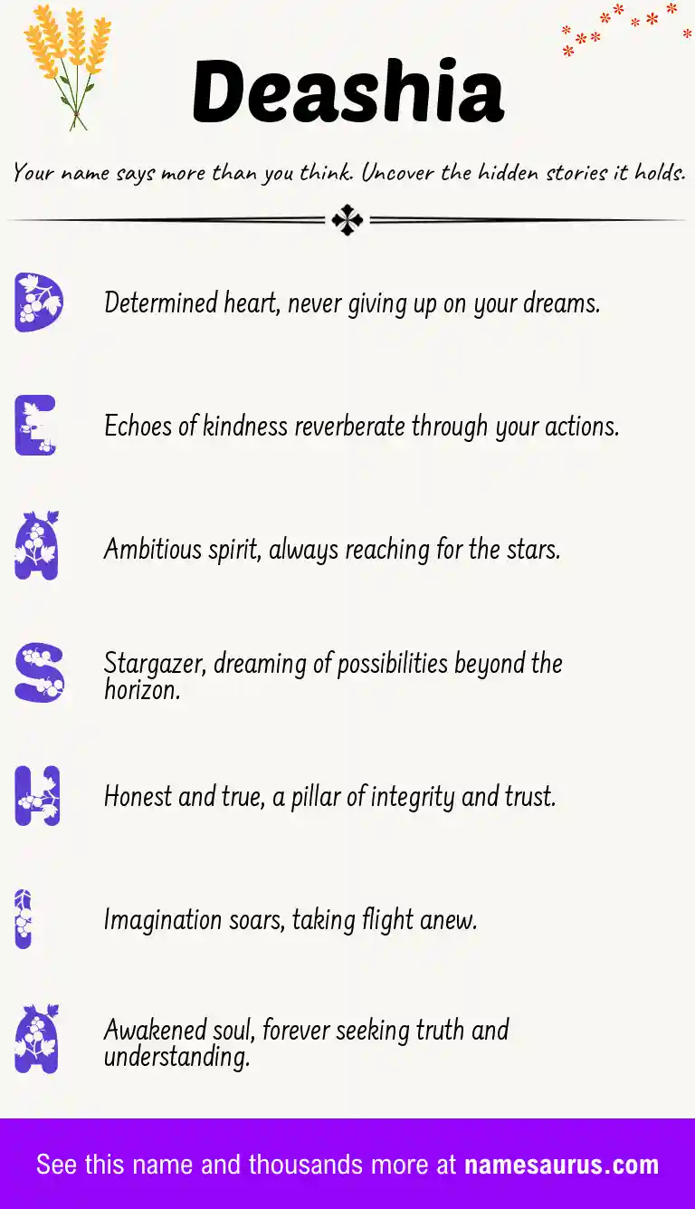 Acrostic poem about Deashia.
