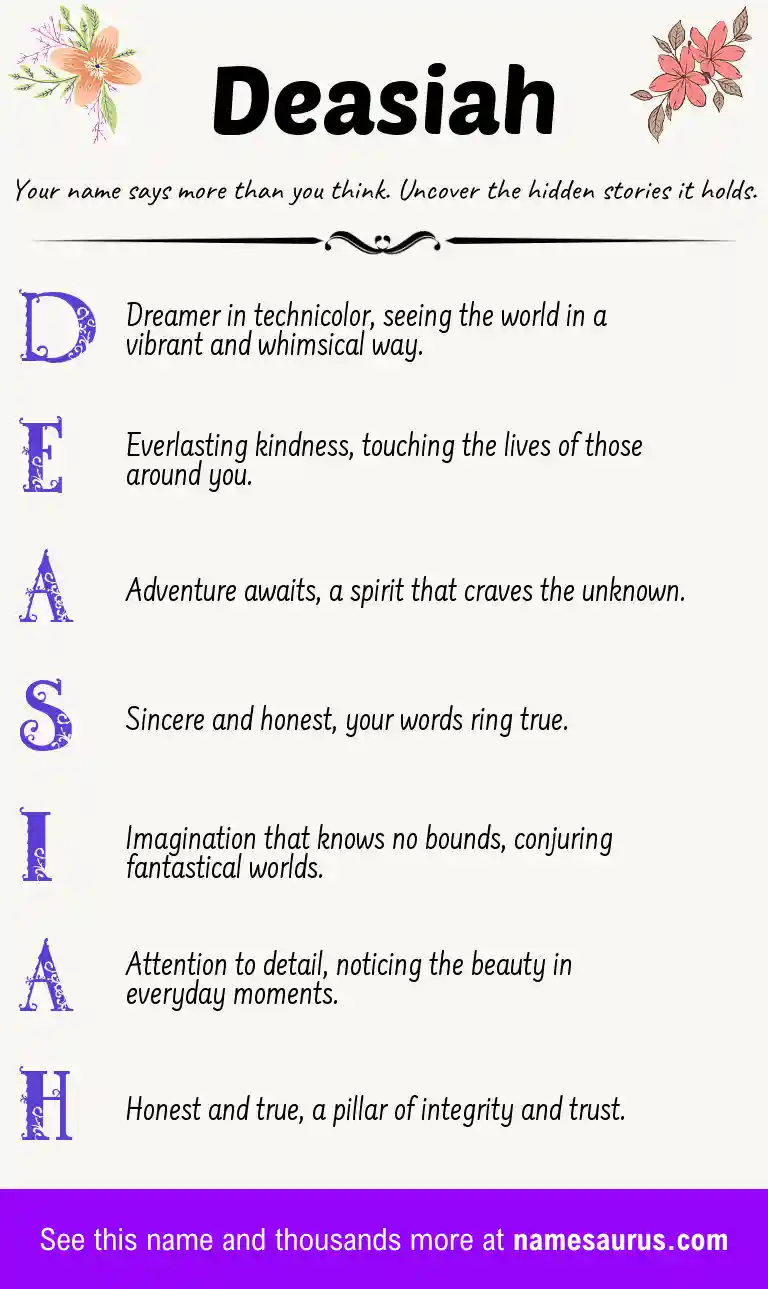 Acrostic poem about Deasiah.