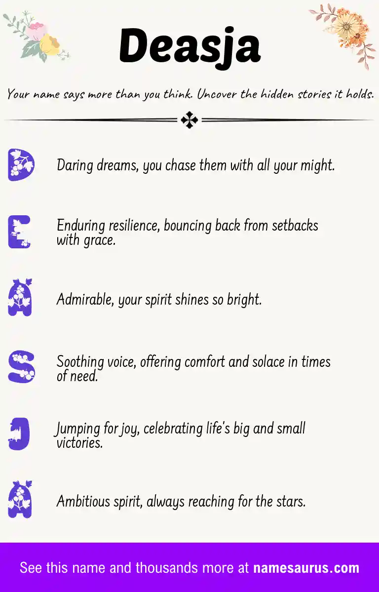 Acrostic poem about Deasja.
