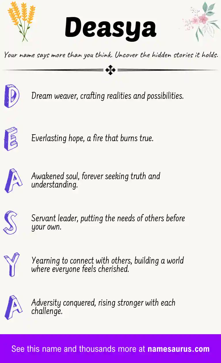 Acrostic poem about Deasya.