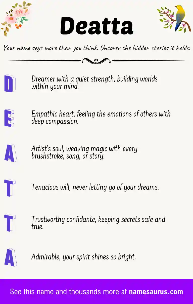 Acrostic poem about Deatta.