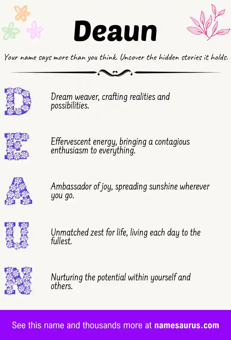 Acrostic poem about Deaun.