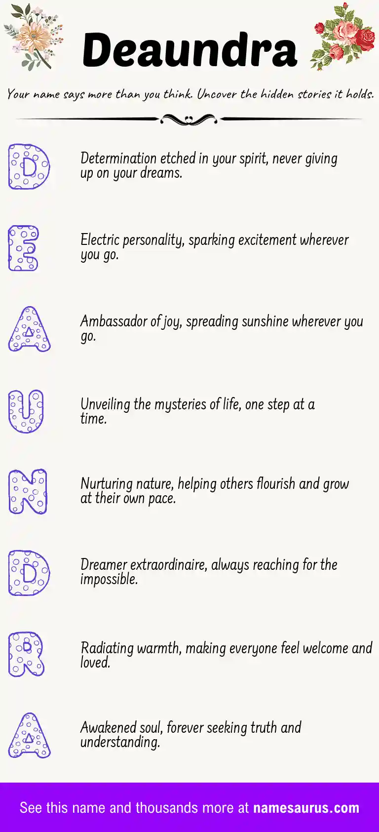 Acrostic poem about Deaundra.