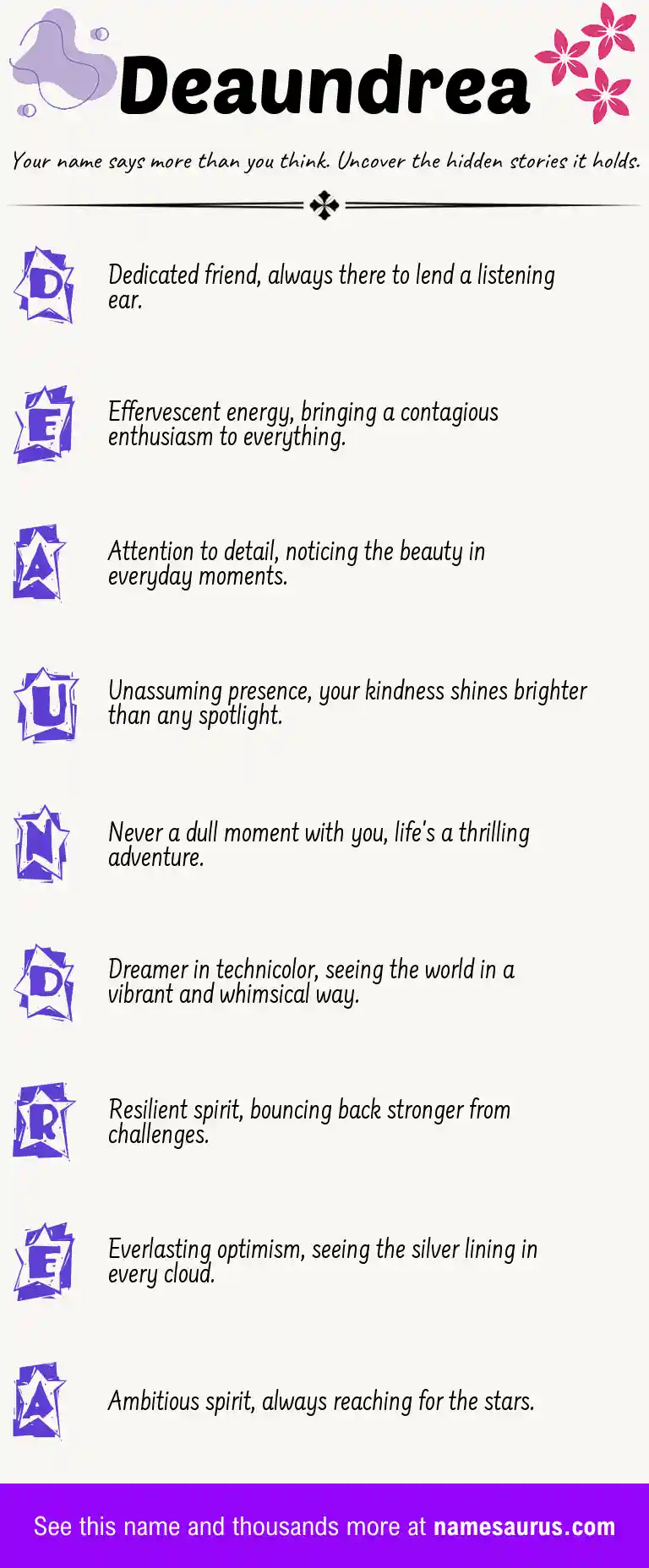 Acrostic poem about Deaundrea.