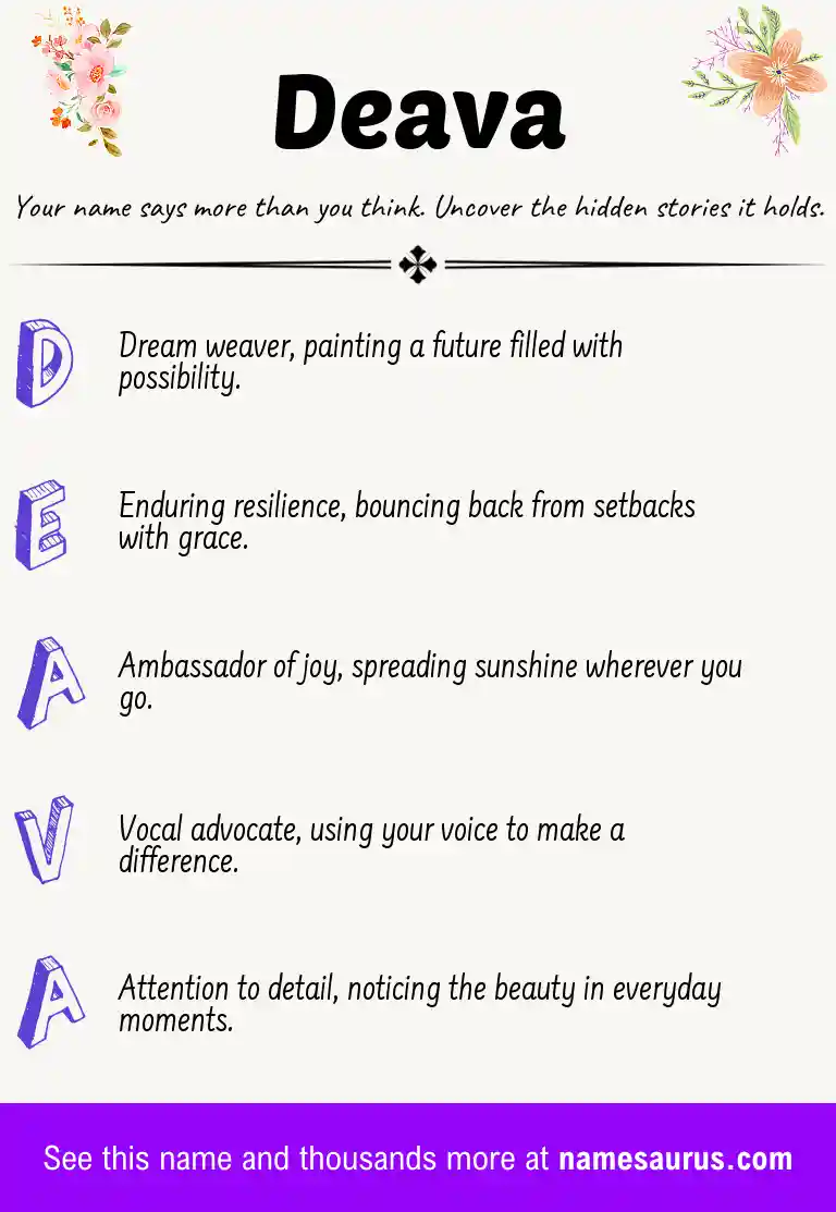 Acrostic poem about Deava.