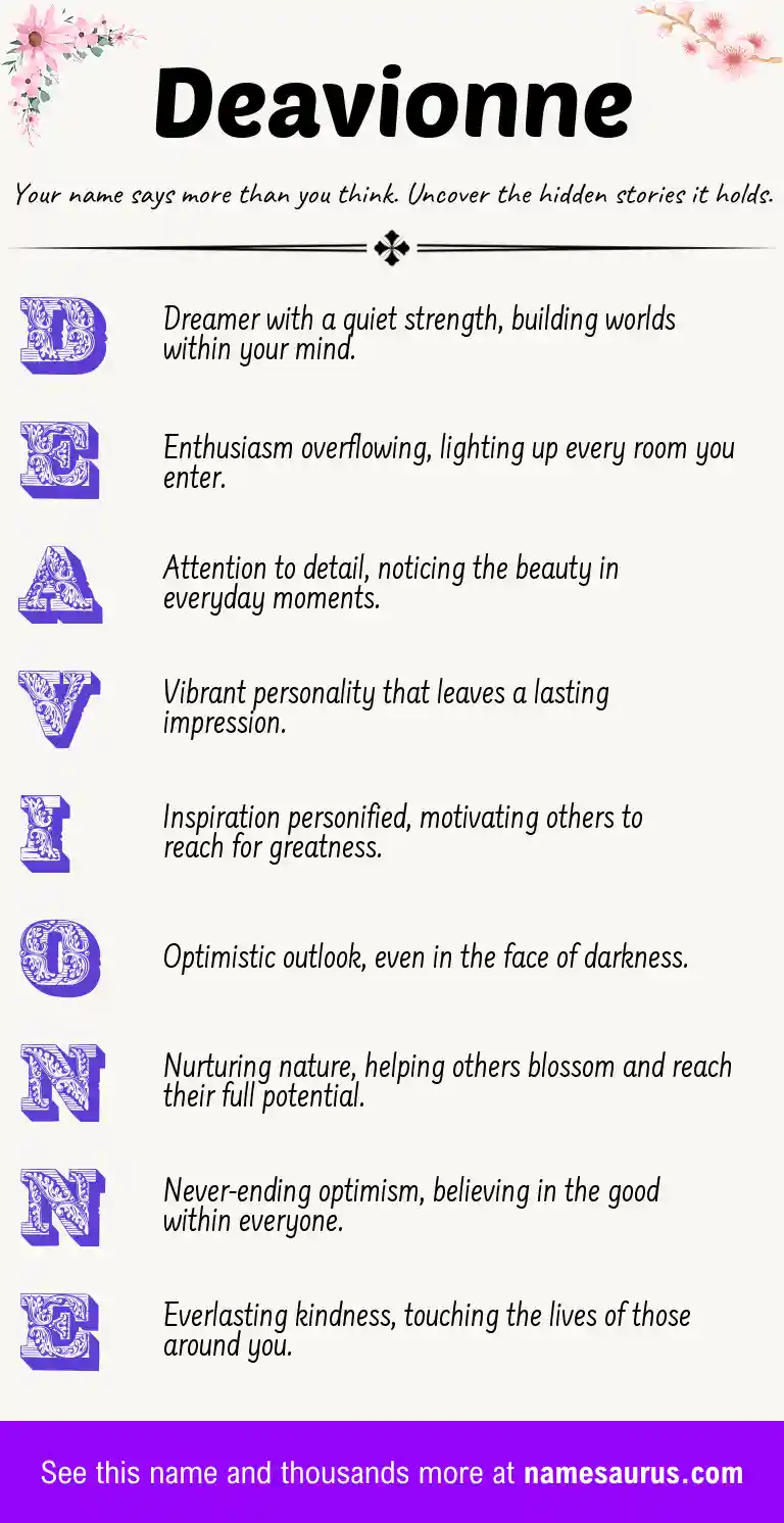 Acrostic poem about Deavionne.