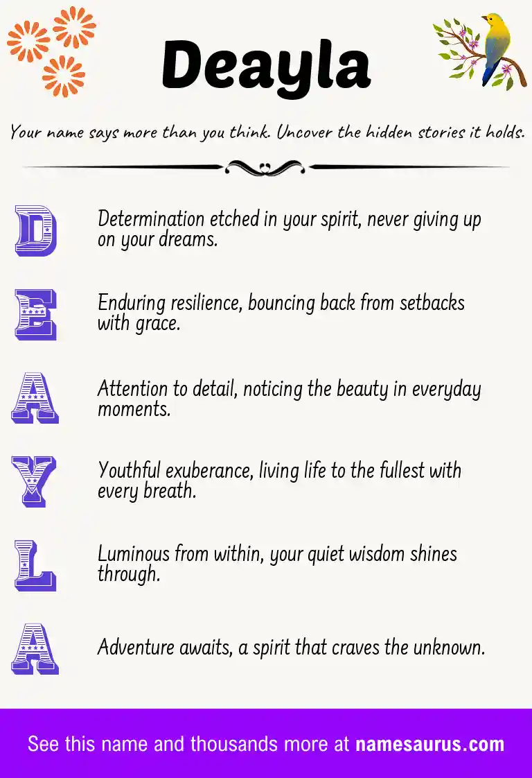 Acrostic poem about Deayla.