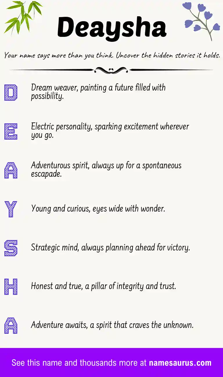 Acrostic poem about Deaysha.