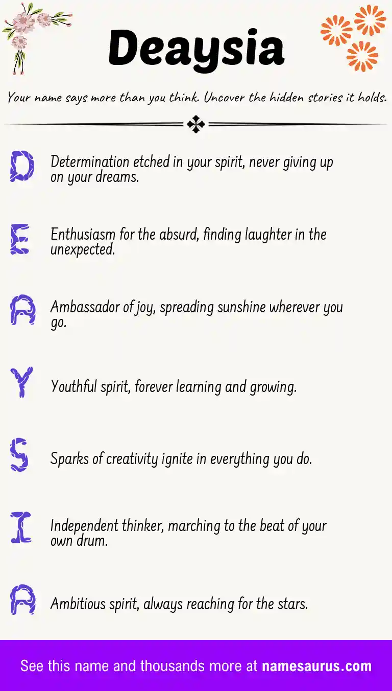Acrostic poem about Deaysia.