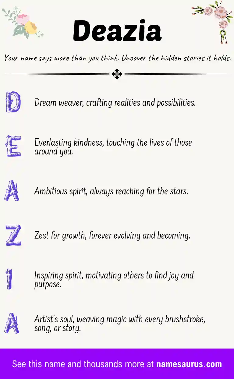 Acrostic poem about Deazia.