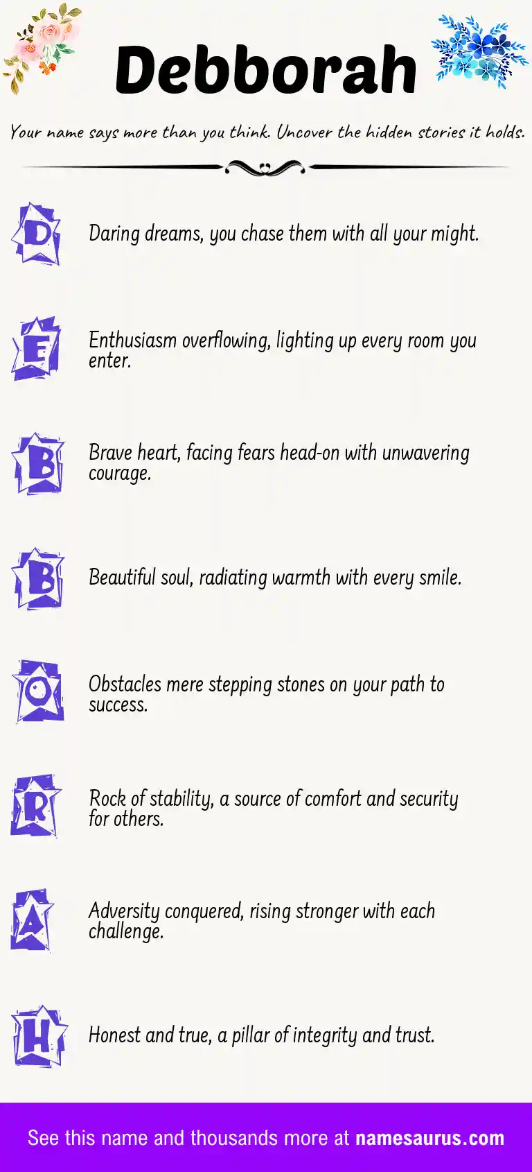 Acrostic poem about Debborah.
