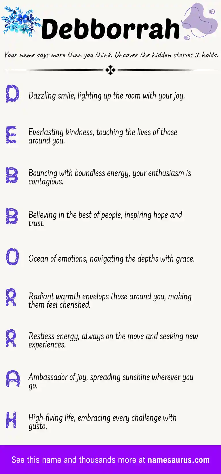 Acrostic poem about Debborrah.