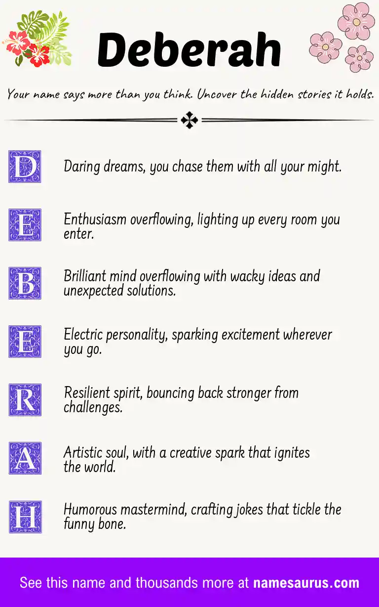 Acrostic poem about Deberah.