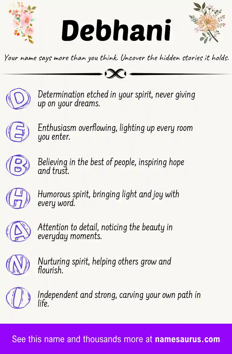 Acrostic poem about Debhani.