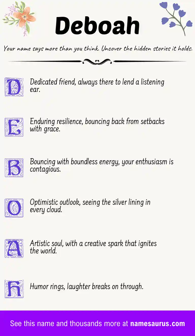 Acrostic poem about Deboah.