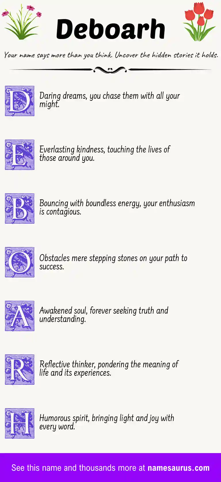 Acrostic poem about Deboarh.
