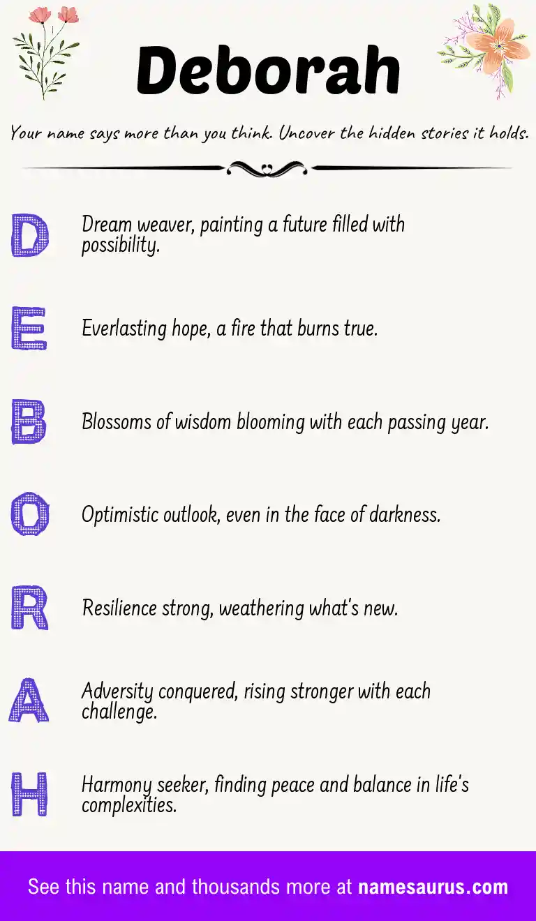 Acrostic poem about Deborah.