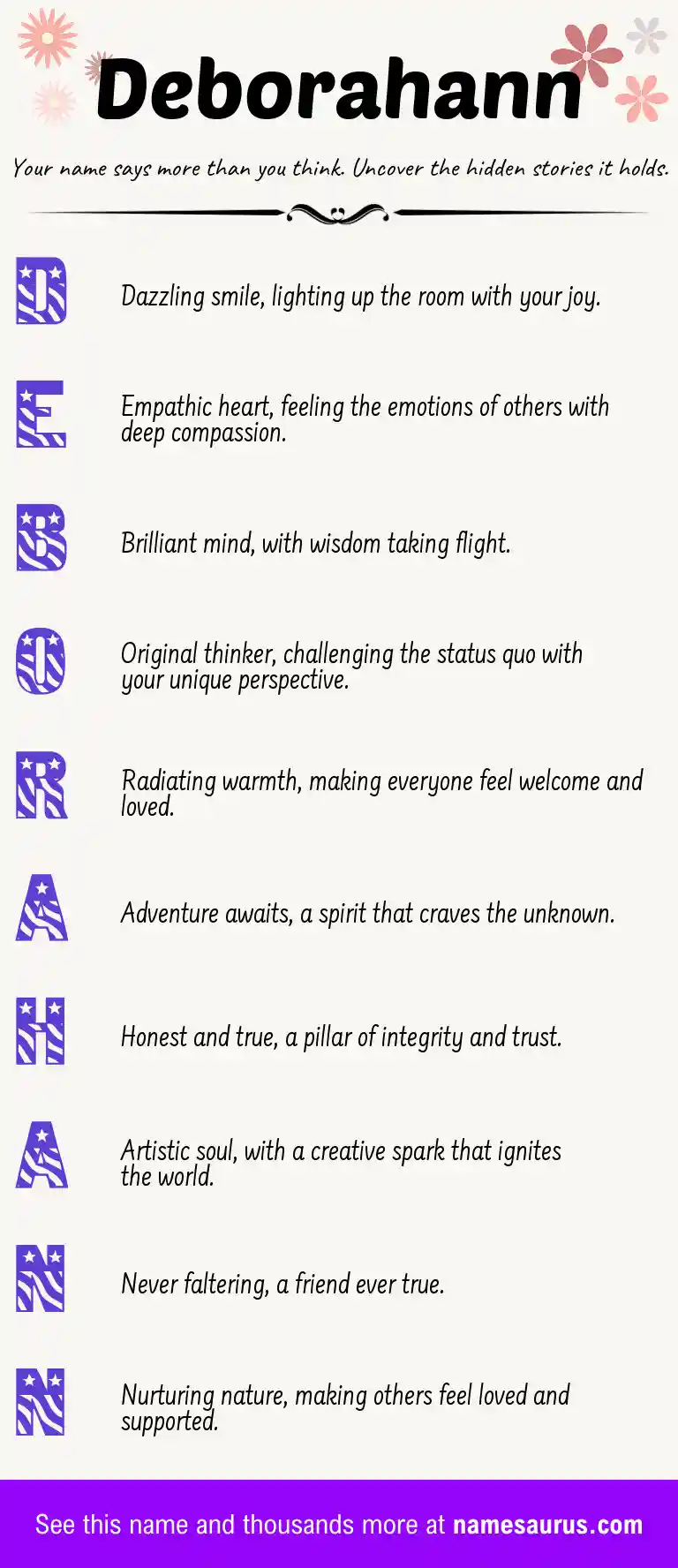 Acrostic poem about Deborahann.