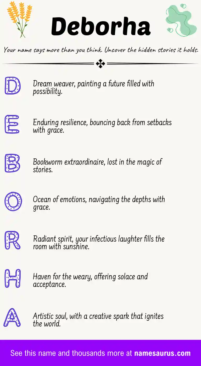 Acrostic poem about Deborha.
