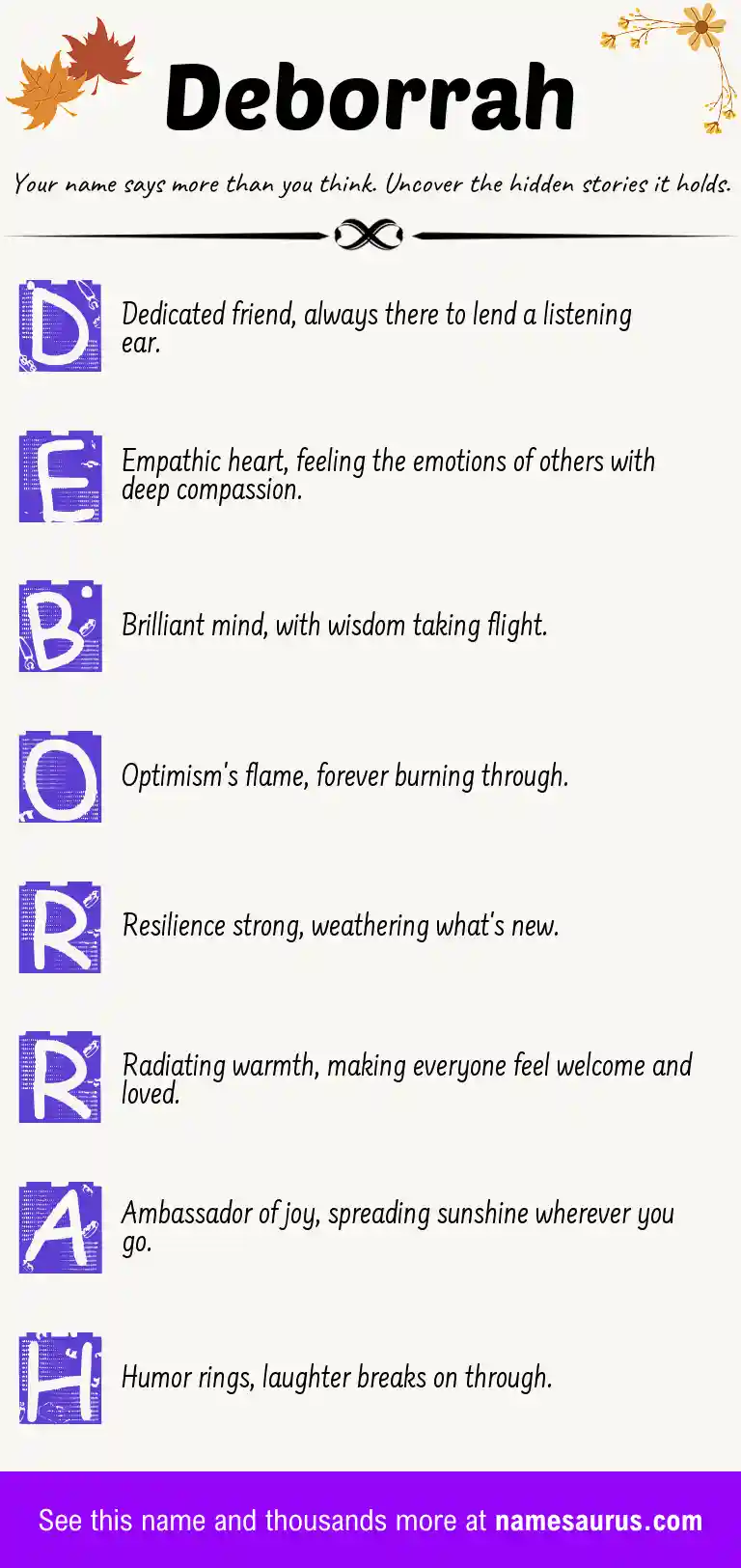 Acrostic poem about Deborrah.