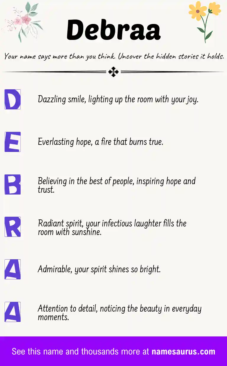 Acrostic poem about Debraa.