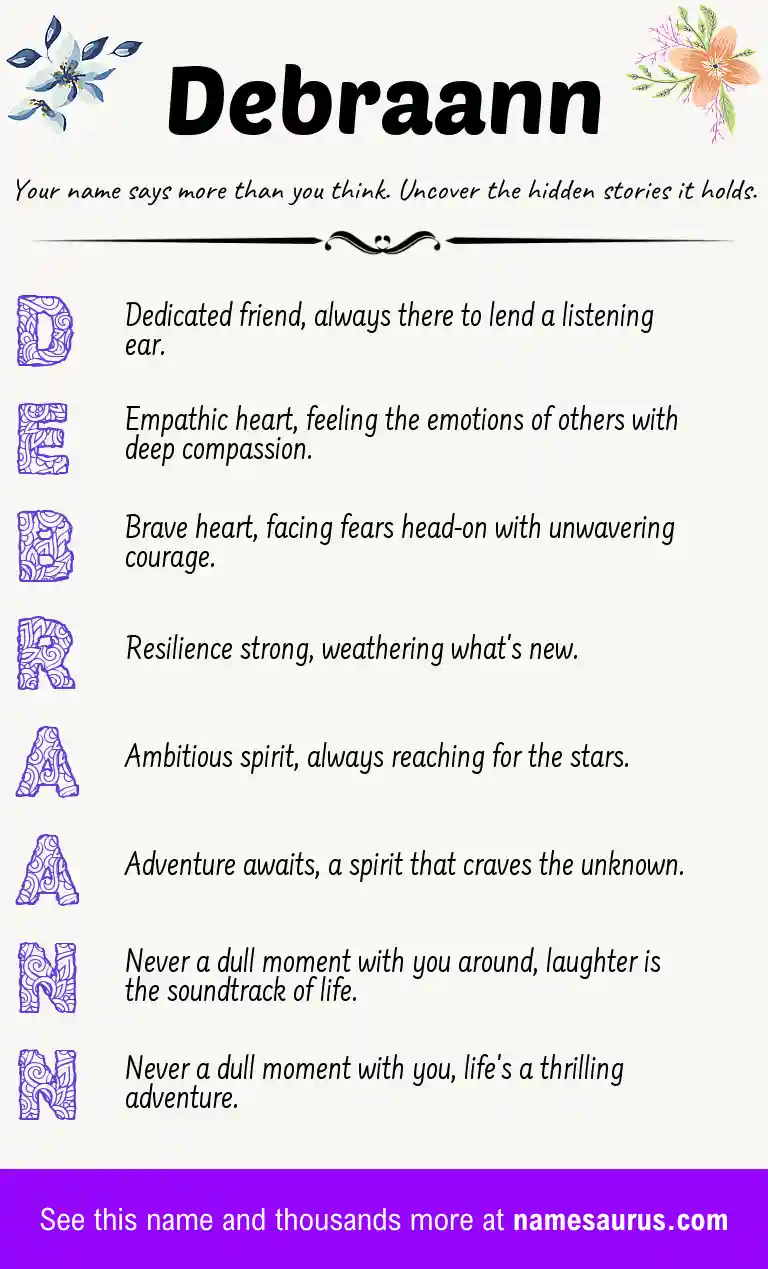 Acrostic poem about Debraann.