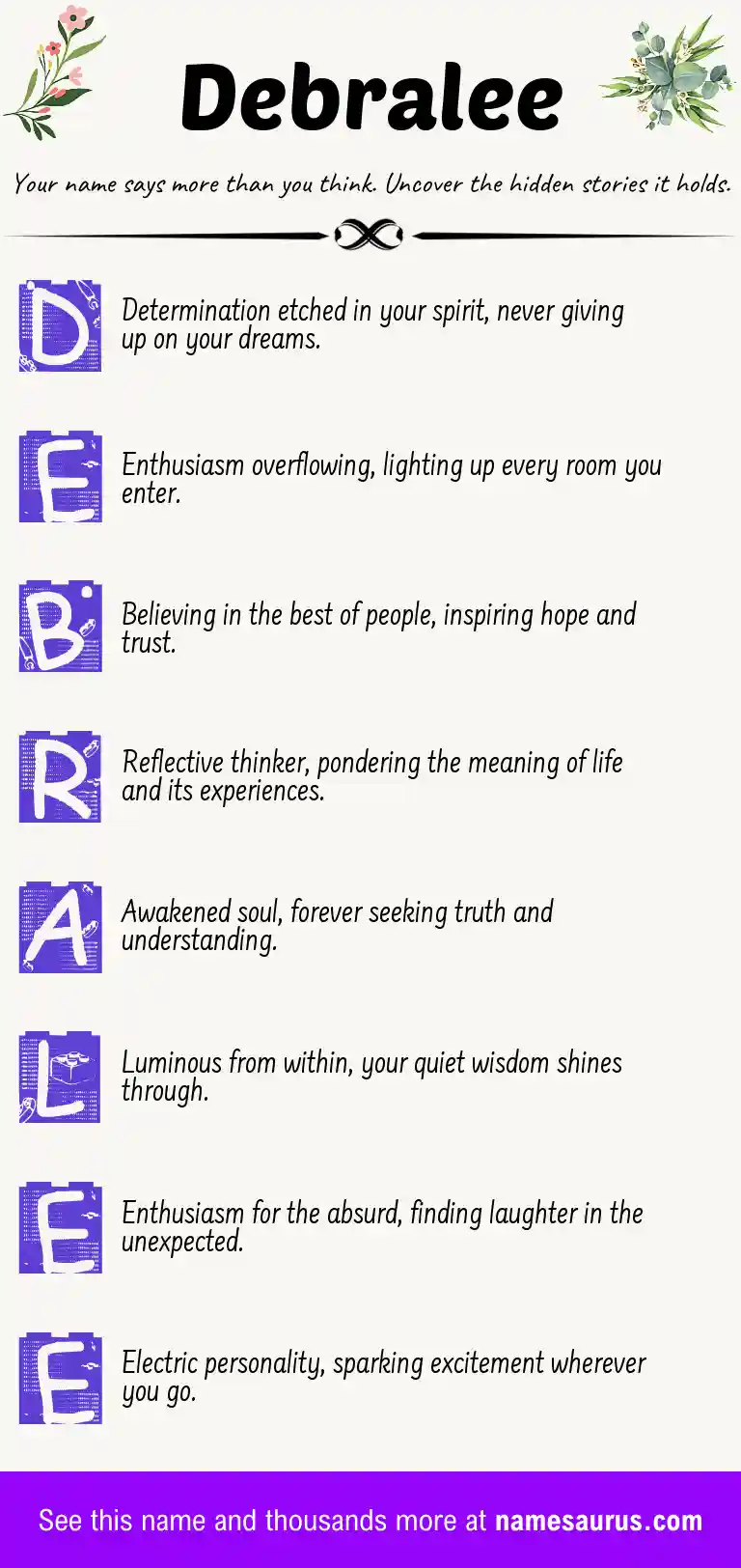 Acrostic poem about Debralee.