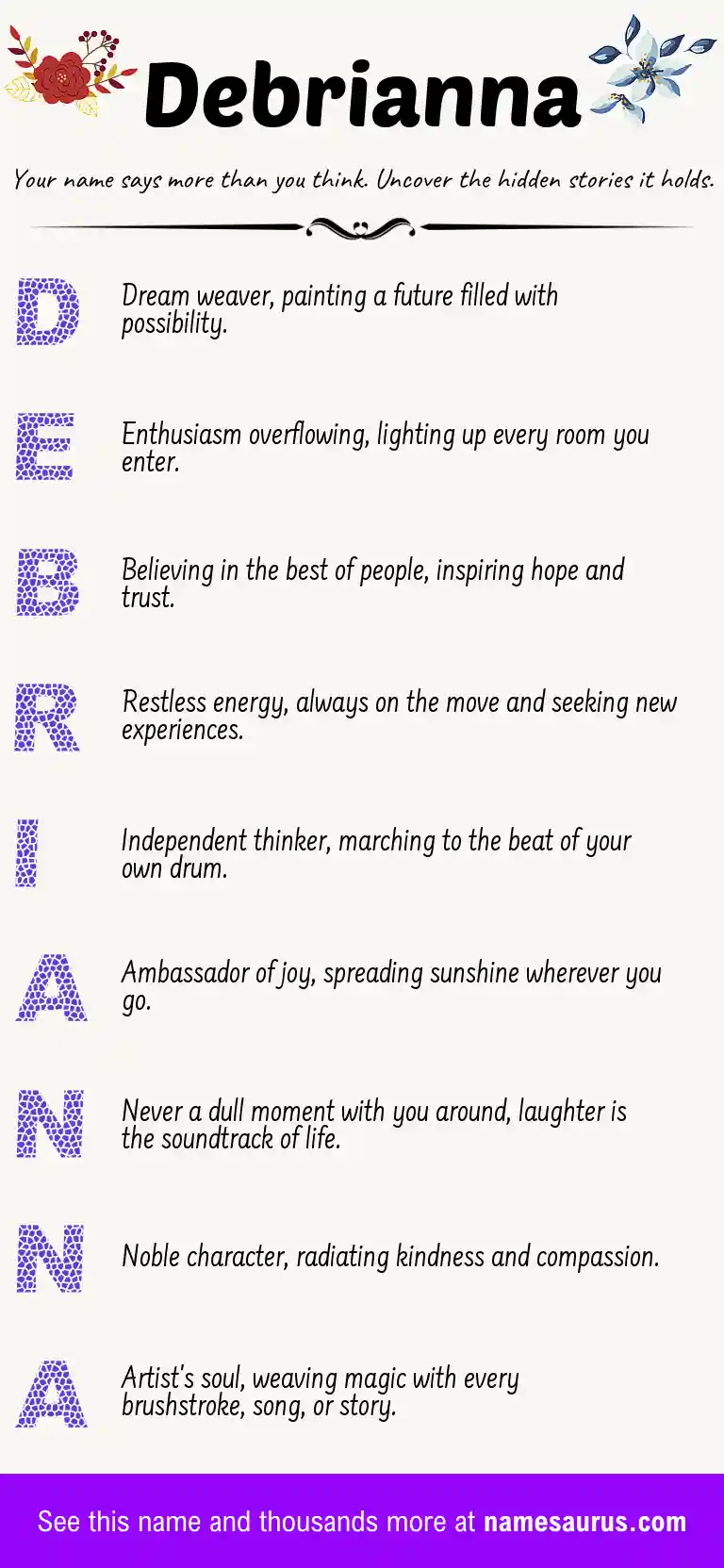 Acrostic poem about Debrianna.
