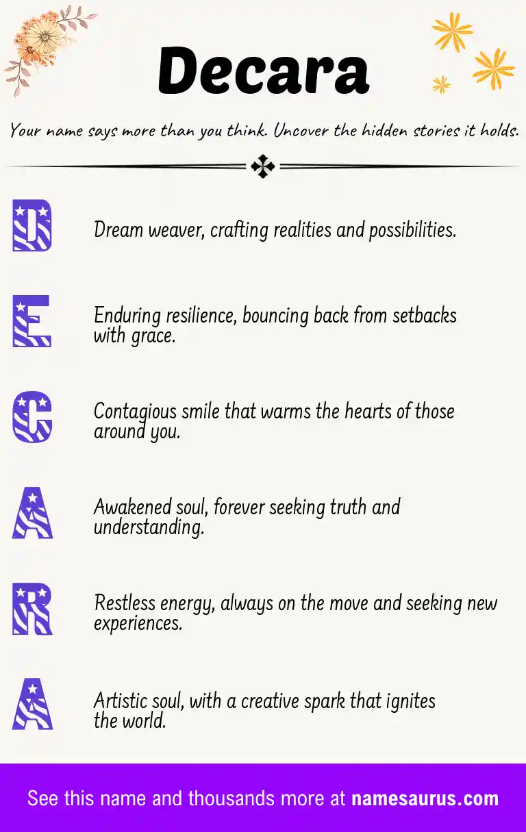 Acrostic poem about Decara.