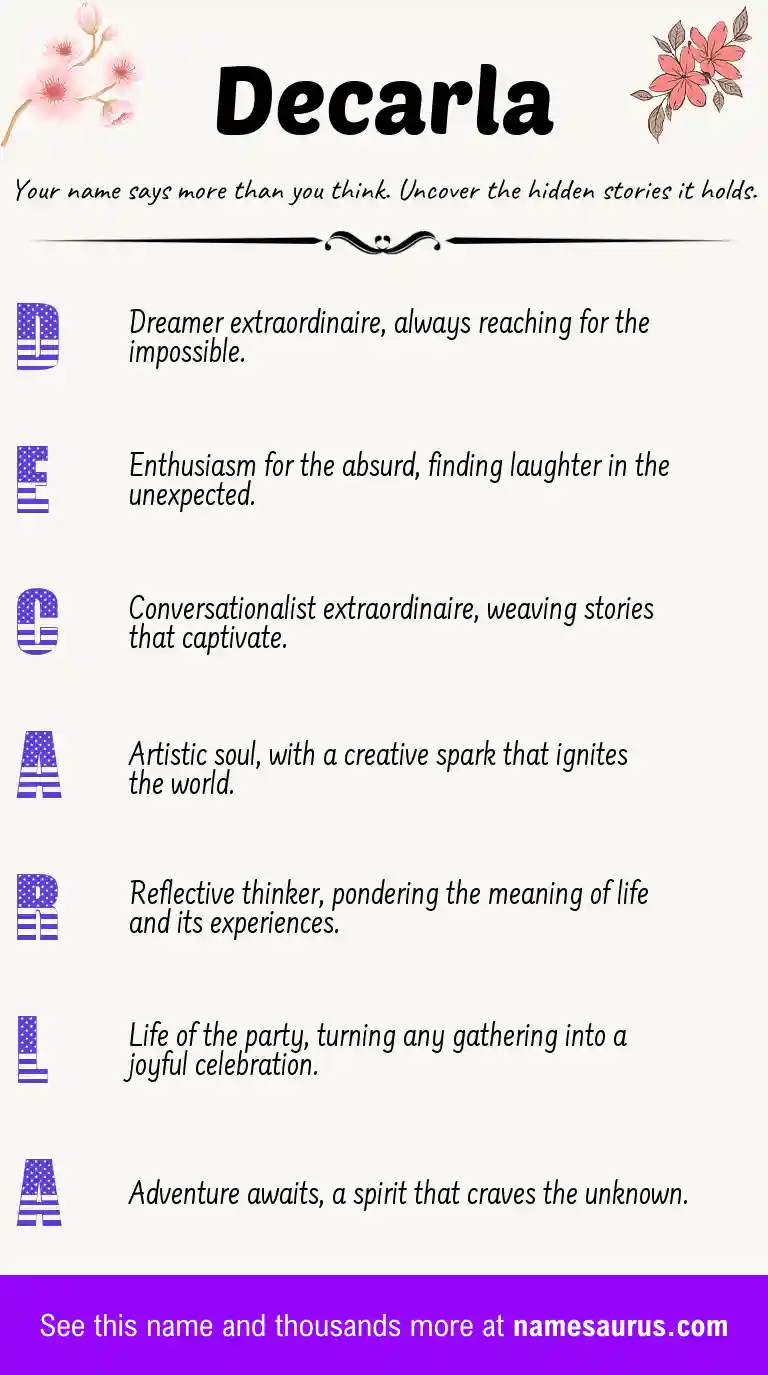 Acrostic poem about Decarla.