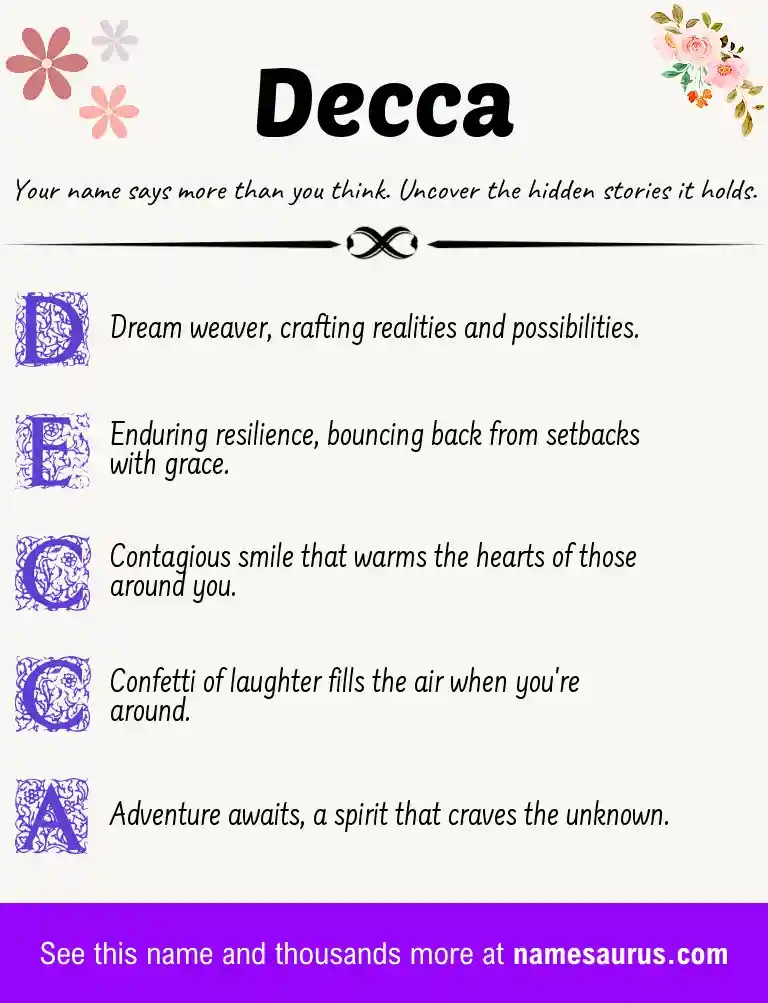 Acrostic poem about Decca.