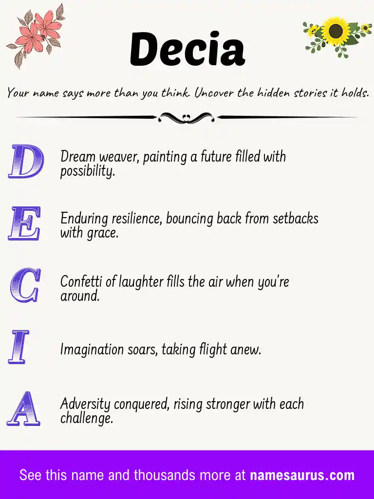 Acrostic poem about Decia.