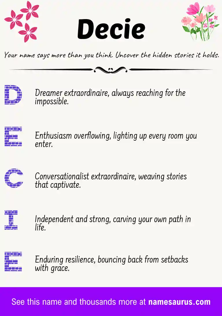 Acrostic poem about Decie.