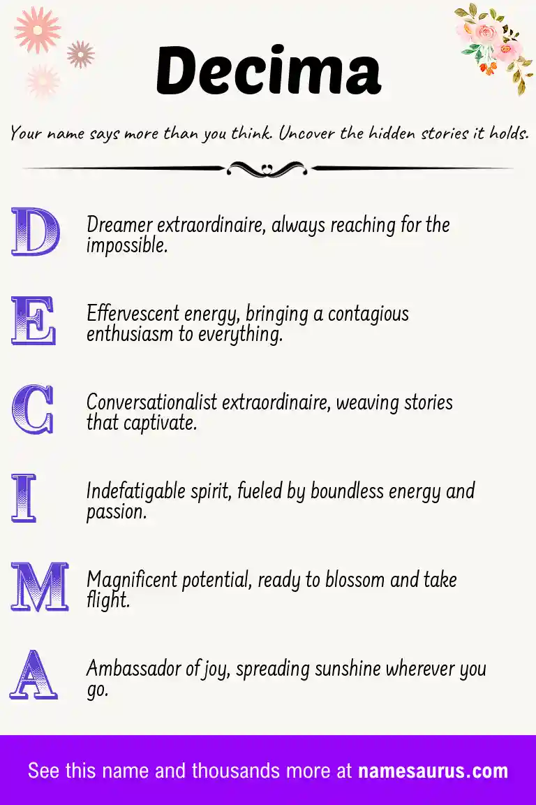Acrostic poem about Decima.