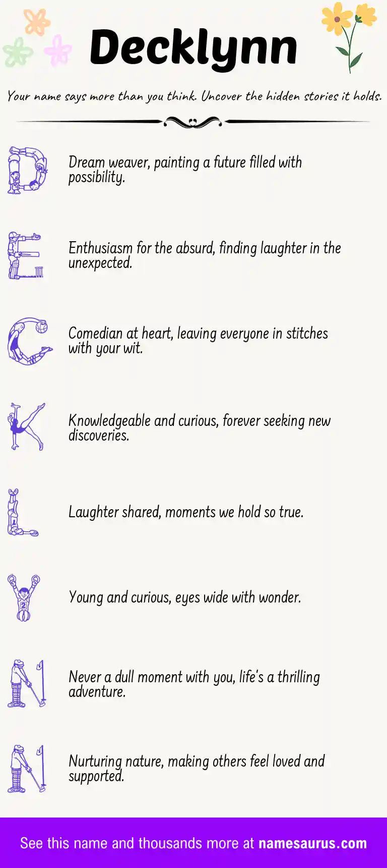 Acrostic poem about Decklynn.