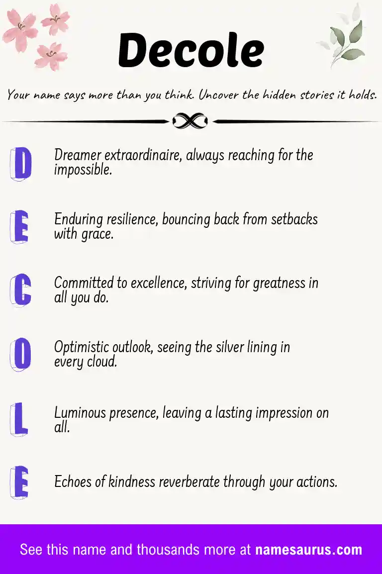 Acrostic poem about Decole.