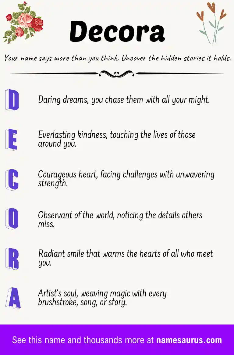 Acrostic poem about Decora.