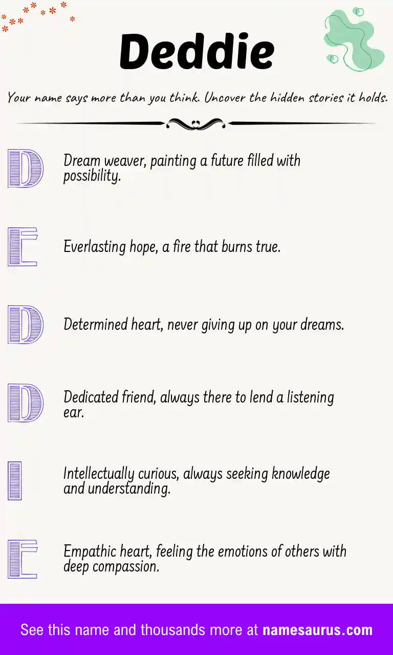 Acrostic poem about Deddie.