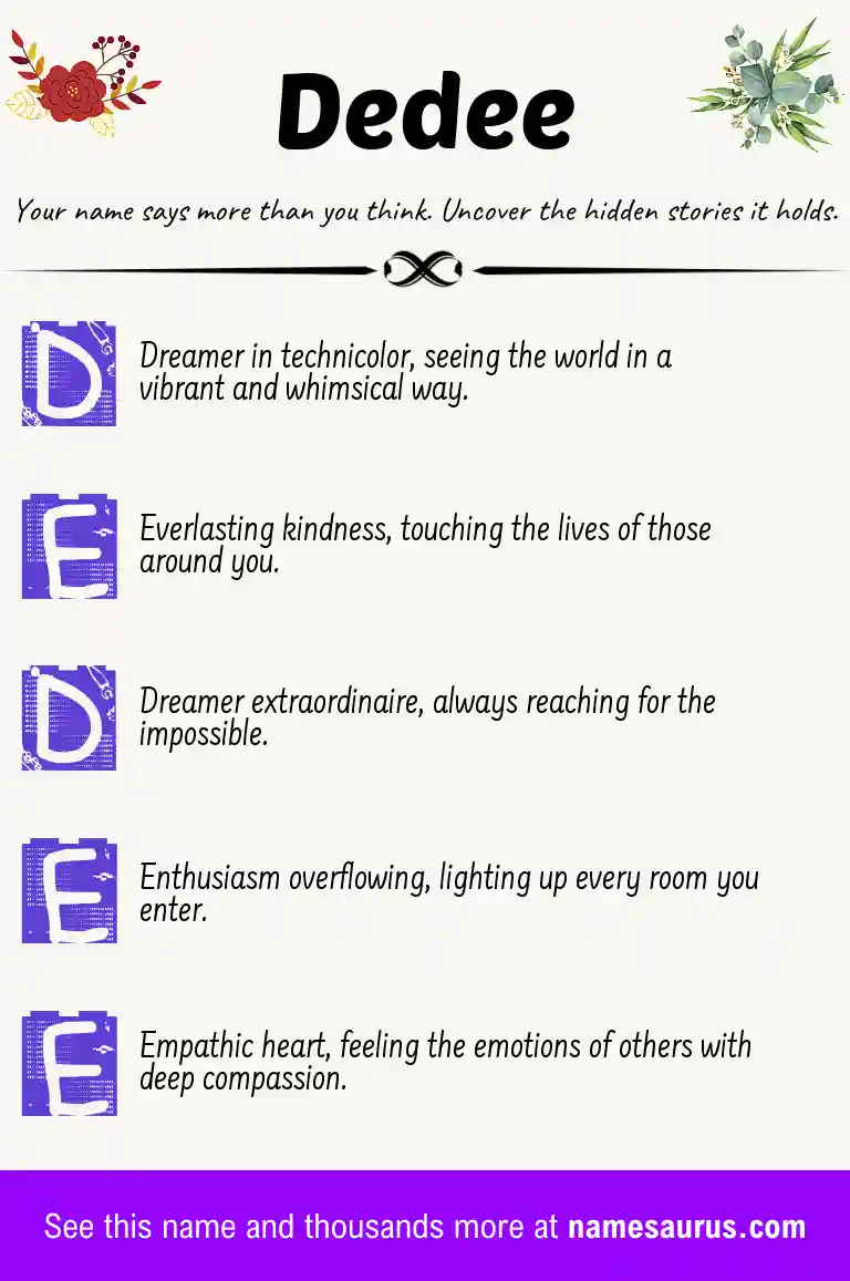 Acrostic poem about Dedee.