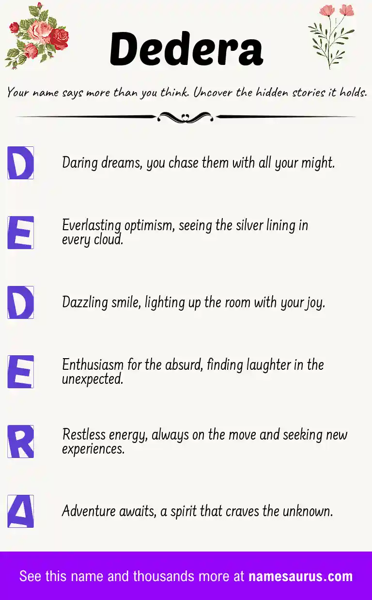 Acrostic poem about Dedera.