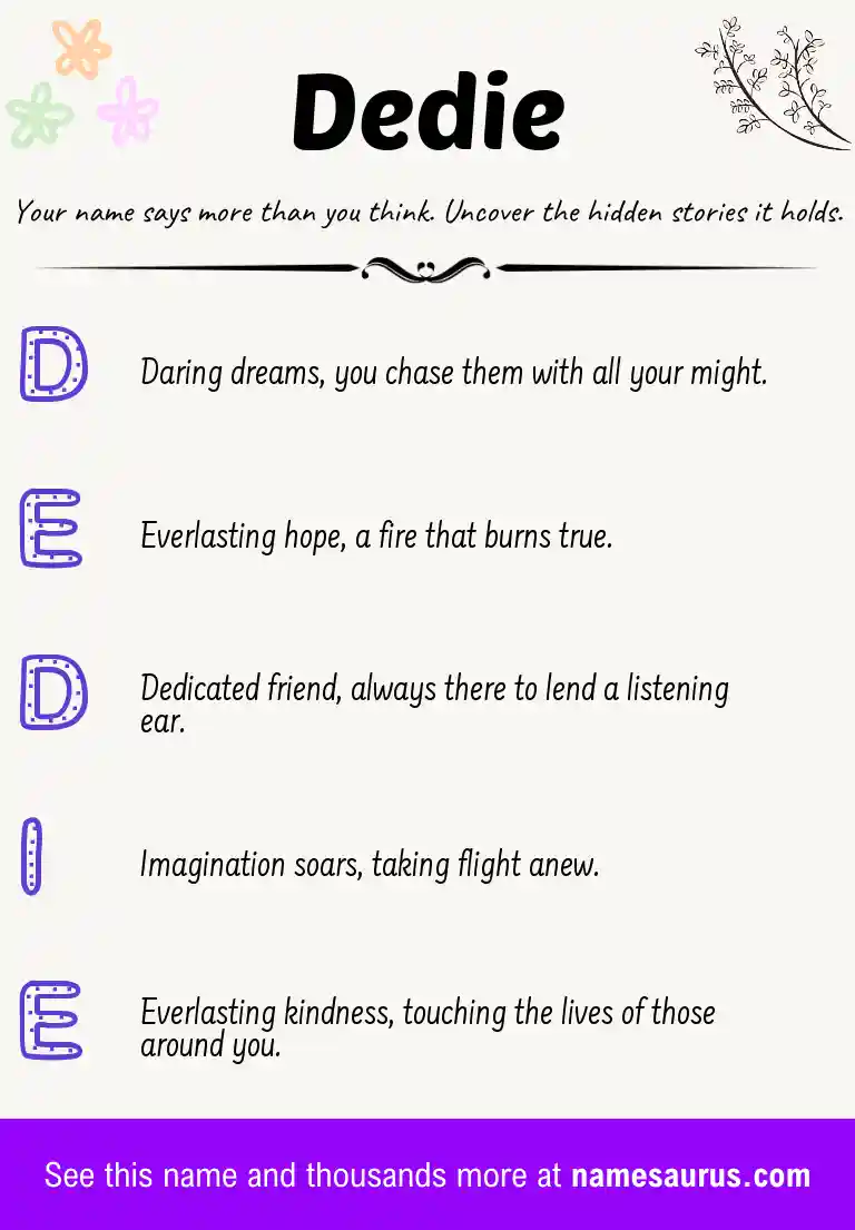 Acrostic poem about Dedie.