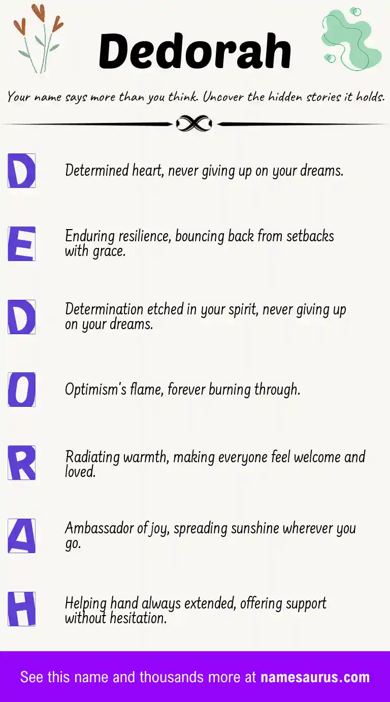 Acrostic poem about Dedorah.