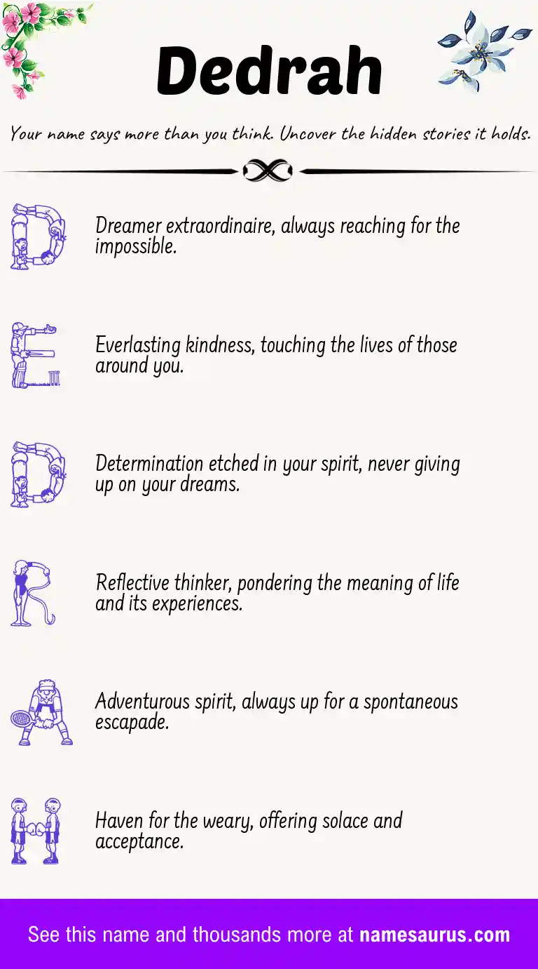 Acrostic poem about Dedrah.