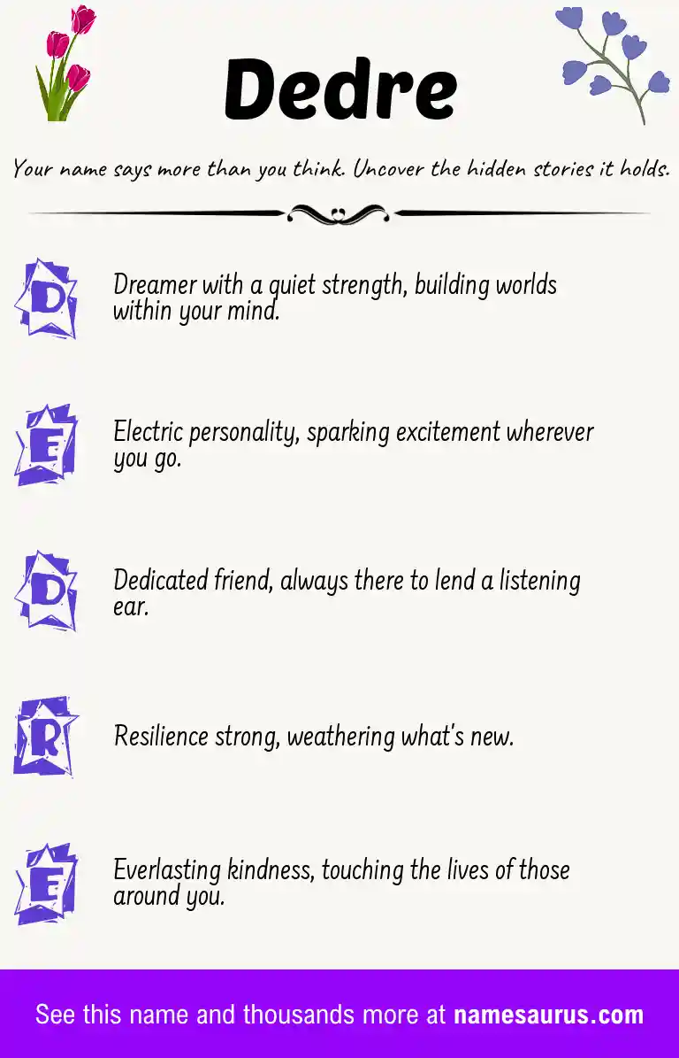 Acrostic poem about Dedre.