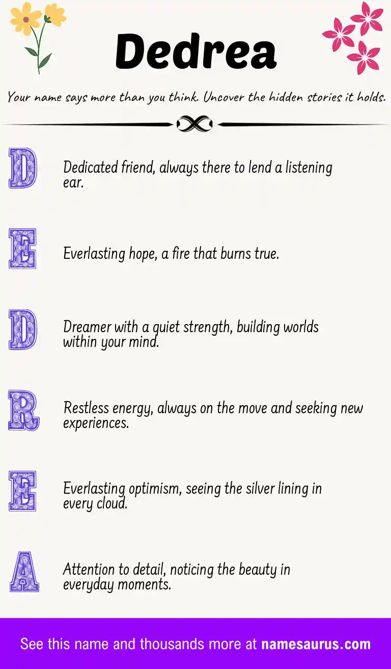Acrostic poem about Dedrea.