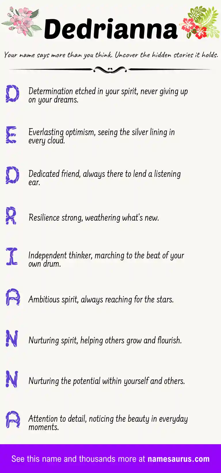 Acrostic poem about Dedrianna.