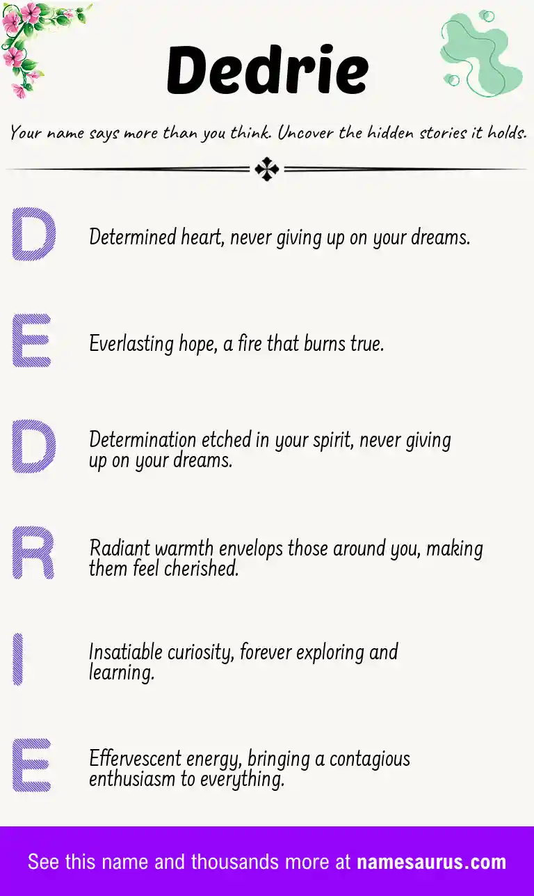 Acrostic poem about Dedrie.