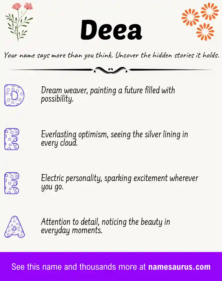 Acrostic poem about Deea.
